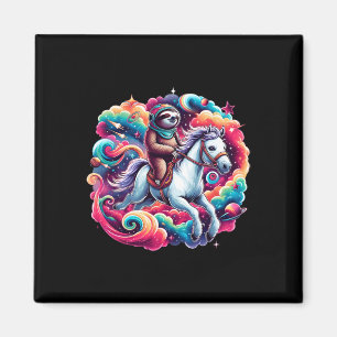 Space Sloth Horse Funny Horseback Riding Women Tee Magnet