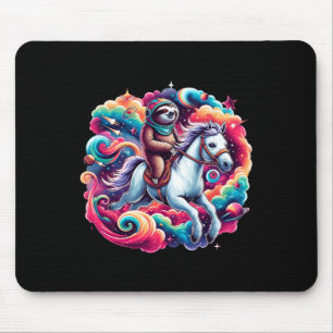 Space Sloth Horse Funny Horseback Riding Women Tee Mouse Pad