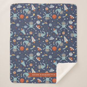 Space Sloths - Custom Name Sherpa Blanket