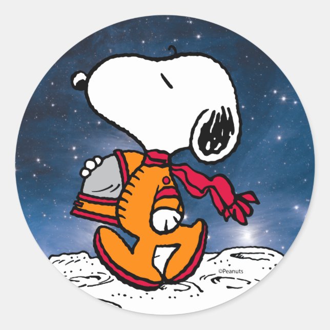 SPACE | Snoopy Classic Round Sticker (Front)
