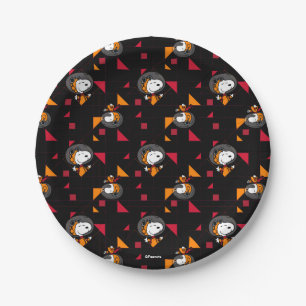 SPACE   Snoopy Space Suit Black Pattern Paper Plate