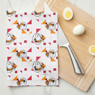 SPACE   Snoopy Space Suit White Pattern Kitchen Towel