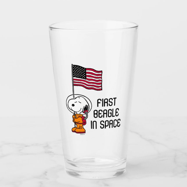 SPACE | Snoopy With Flag Astronaut Glass (Front)