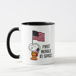 SPACE   Snoopy With Flag Astronaut Mug