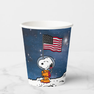 SPACE   Snoopy With Flag Astronaut Paper Cups