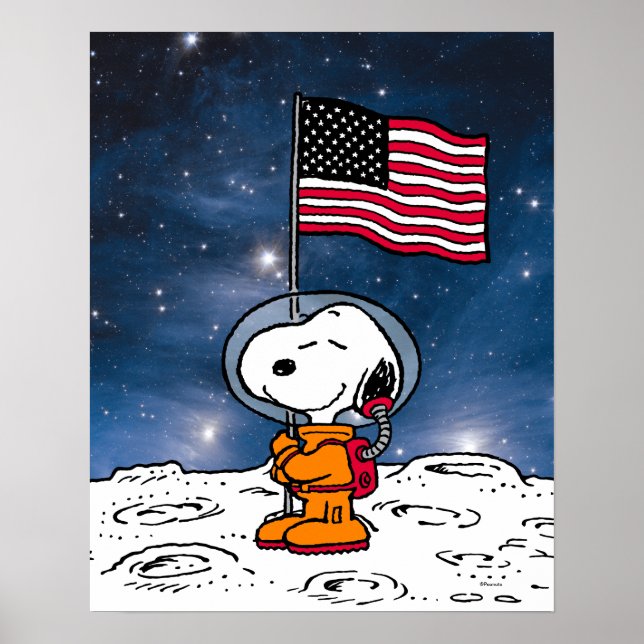 SPACE | Snoopy With Flag Astronaut Poster (Front)