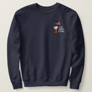 SPACE   Snoopy With Flag Astronaut Sweatshirt