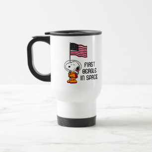 SPACE Snoopy With Flag Astronaut Travel Mug