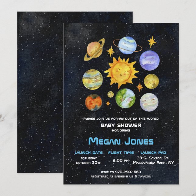 Space | Solar System Baby Shower Invitation (Front/Back)