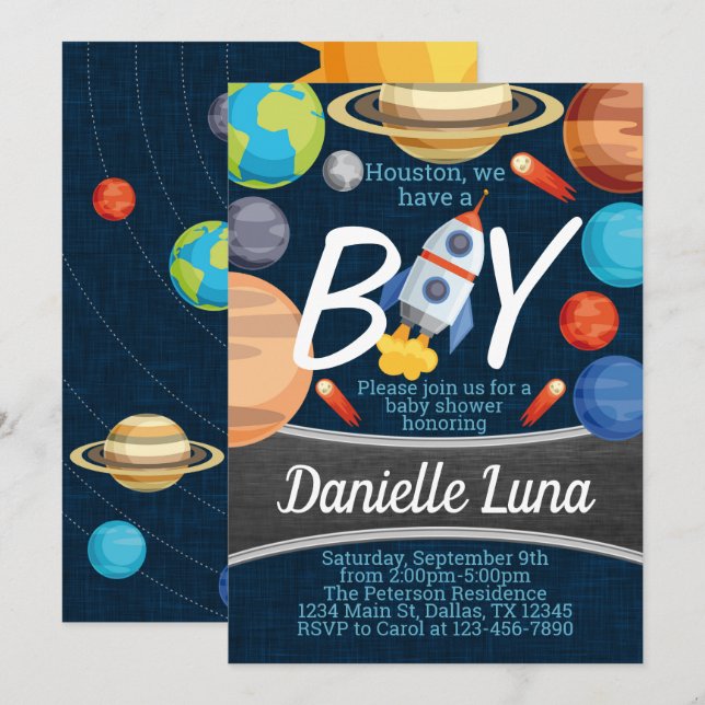 Space Solar System Baby Shower Invitation (Front/Back)