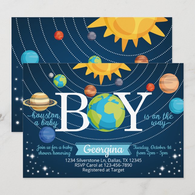 Space Solar System Baby Shower Invitation Invite (Front/Back)