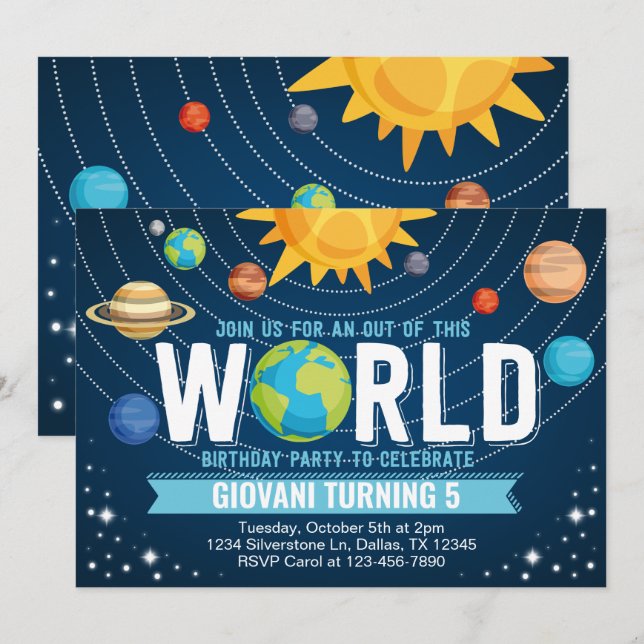 Space Solar System Birthday Party Invitation (Front/Back)