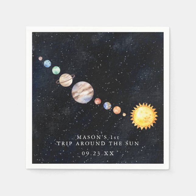 Space | Solar System Birthday Party Napkin (Front)