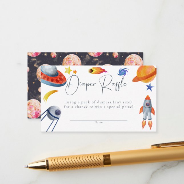 Space Solar System | Diaper Raffle Enclosure Card (Front/Back In Situ)