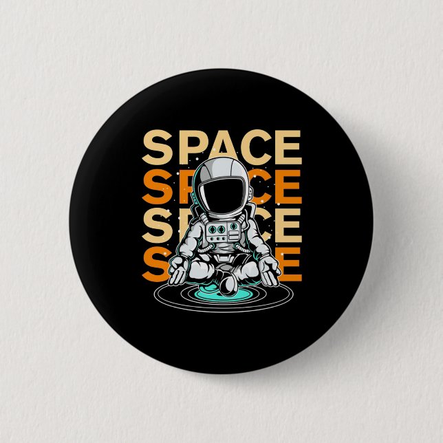 Space Space Astronaut 2 Inch Round Button (Front)