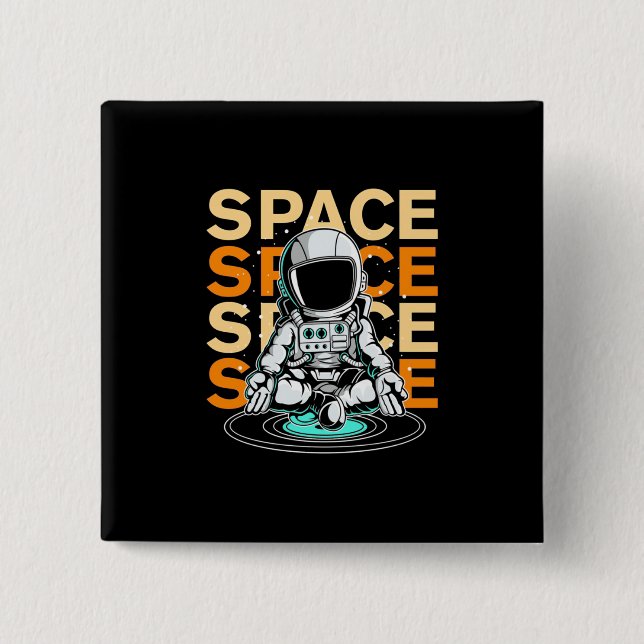 Space Space Astronaut 2 Inch Square Button (Front)