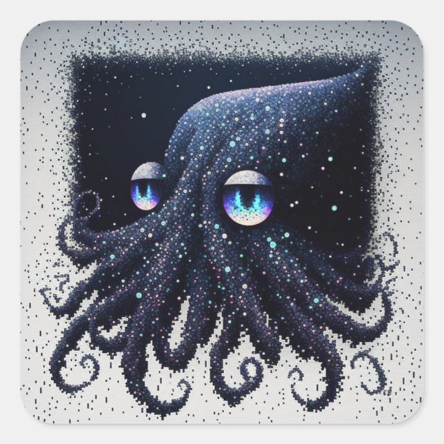 Space Squid Square Sticker (Front)