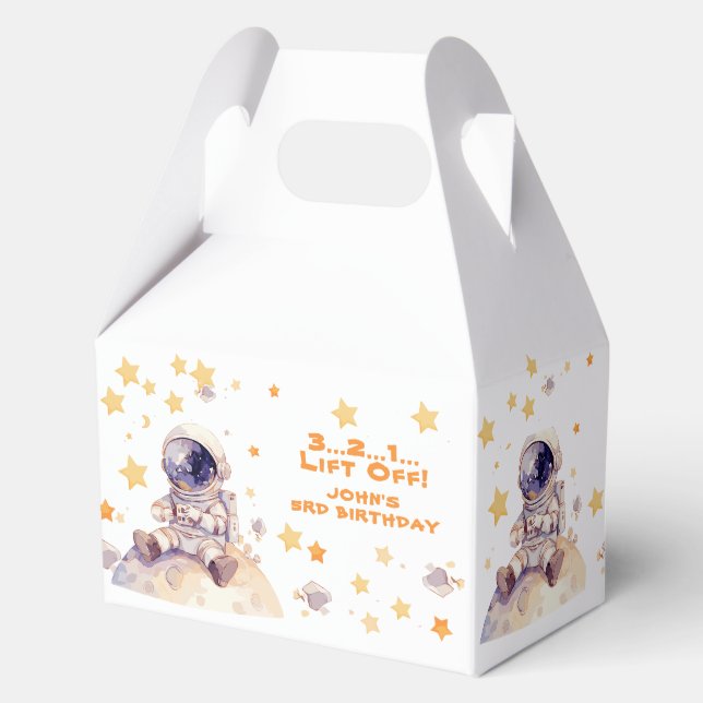 Space Stars & Astronauts Kids birthday Favor Box (Front)