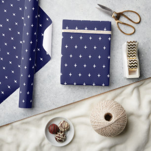 Space Stars Pattern In Blue Wrapping Paper