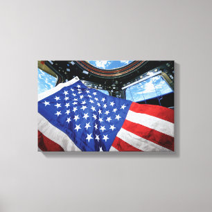 Space Station American Flag Earth Orbit Canvas Print