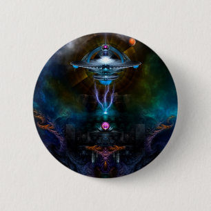 Space Station Ansarious Fractal Art 2 Inch Round Button