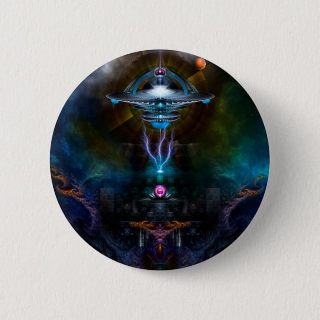 Space Station Ansarious Fractal Art 2 Inch Round Button (Front)