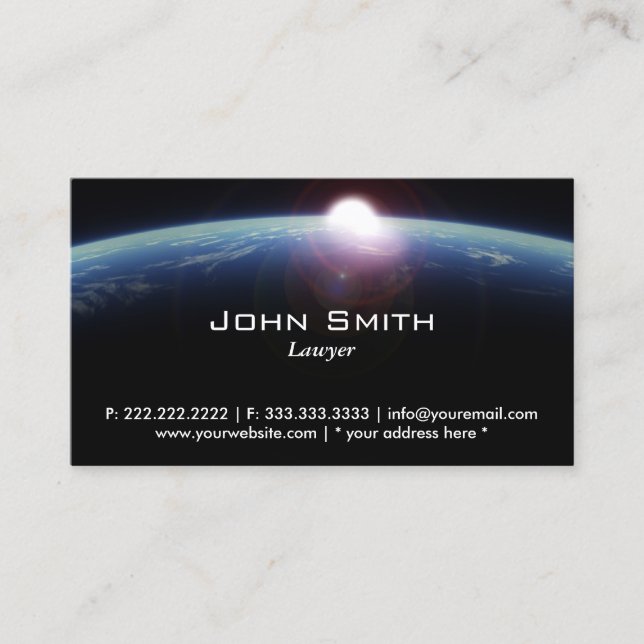 Space Sunrise Lawyer/Attorney Business Card (Front)