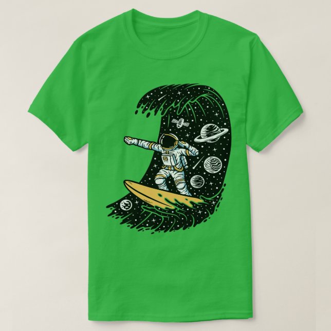 Space Surfing Astronaut T-Shirt (Design Front)