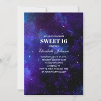 Space sweet 16. Night stars. Modern 16th birthday