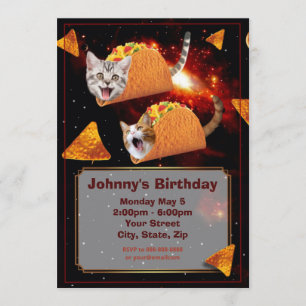 Space Taco Cats Funny Invitation