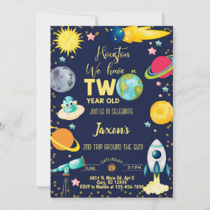 Space-tacular boy 2nd birthday invitation. invitation