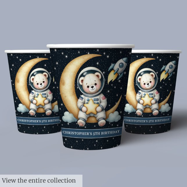 Space Teddy Bear Astronaut Boy Party Paper Cups (Space Teddy Bear Astronaut Boy Party Paper Cups)