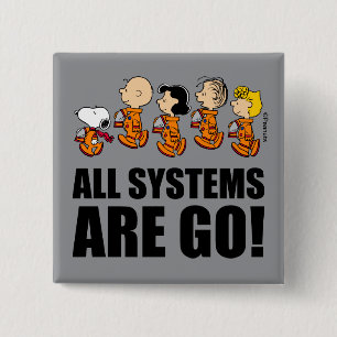 SPACE   The Peanuts Gang 2 Inch Square Button