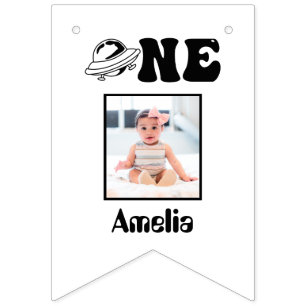 Space Theme 1st Birthday 12 Month Photo Banner