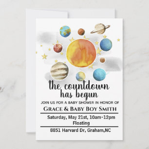 Space Theme Baby Shower Invitations