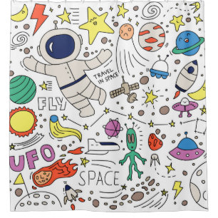 Space theme in doodle style illustration