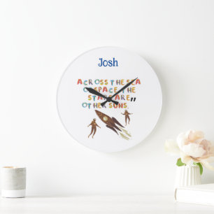 Space Theme Nursery Decor Large Clock