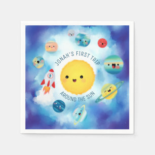 Space theme Outer Space Rocket 1st Birthday   Napkin