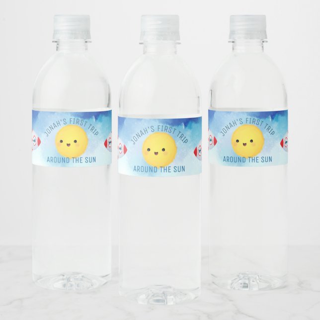 Space theme Outer Space Rocket 1st Birthday   Water Bottle Label (Bottles)