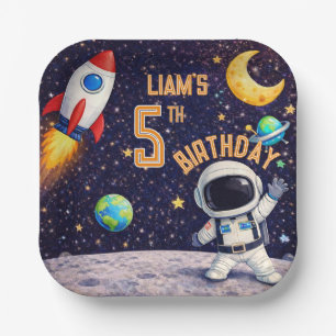 Space theme Outer space Rocket Ship Paper Plate