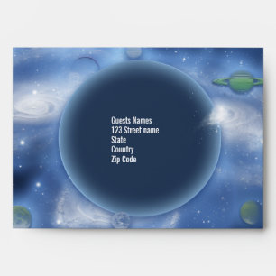 Space theme party birthday invitation envelope