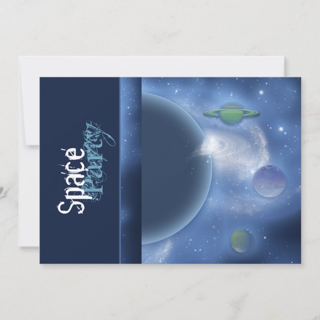 Space theme party invitations - customize template (Front)