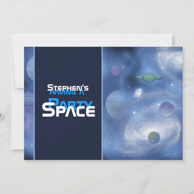 Space theme party invitations - customize template (Front)