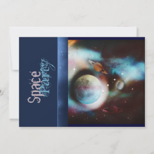 Space theme party invitations - customize template