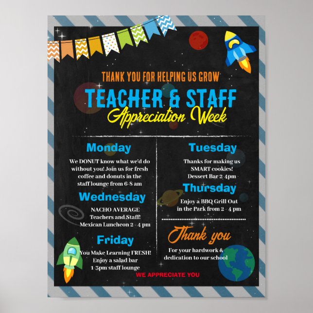 Space Theme Teacher Appreciation Week  Poster (Front)