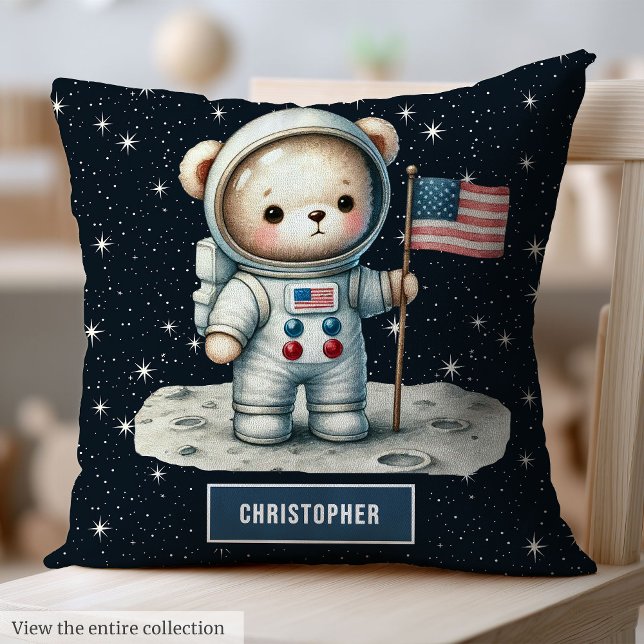 Space Theme Teddy Bear Pillow Personalized Baby (Space Theme Teddy Bear Pillow Personalized Baby Boy)