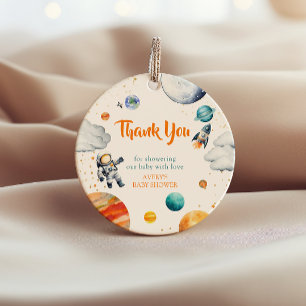 Space Theme Thank You Favor Tag Rocket and Planet
