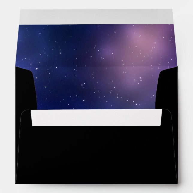 Space theme with Nebula Liner Return Address Black Envelope (Back (Bottom))