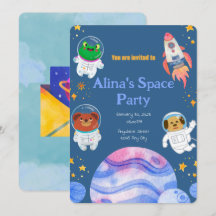 space-themed birthday invitation