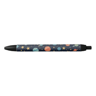 Space themed black ink pen